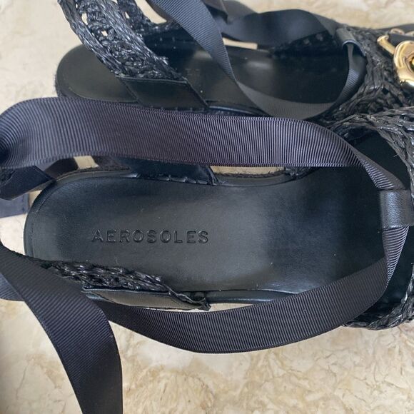 Aerosoles Scarlett Raffia Espadrille Wedge Sandal Ribbon Ankle Wrap Strap - Picture 13 of 15